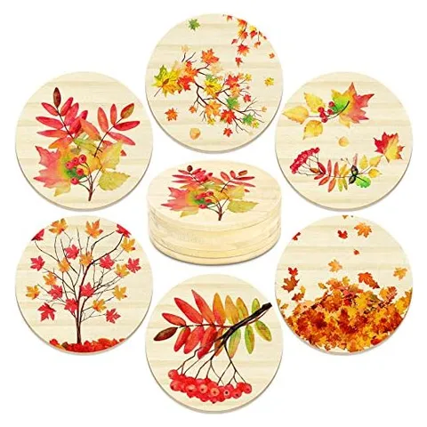 Hoolerry Fall Leaf Wood Coasters