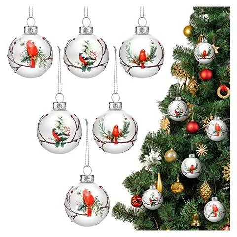 Hoolerry Cardinal Bird Glass Ornaments