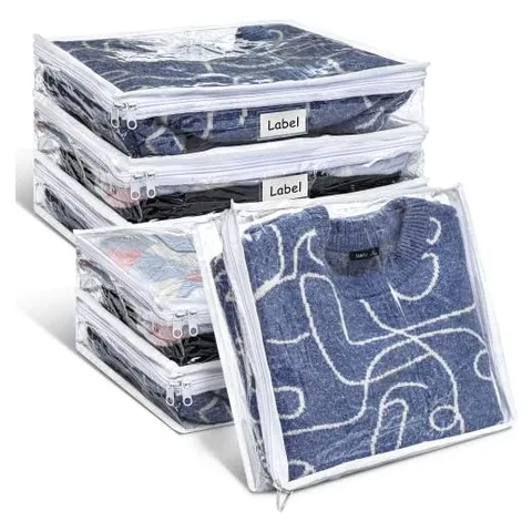 Hoolerry Clear Zippered Clothes Storage Bags