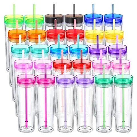 Hoolerry Acrylic Skinny Tumblers, 16 oz – Multicolor