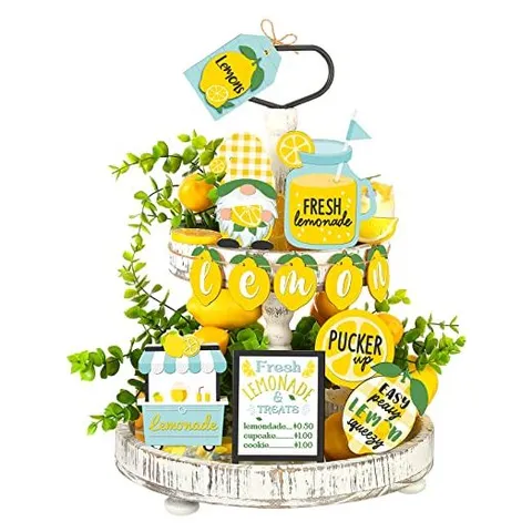 Hoolerry Summer Lemon Tiered Tray Decor