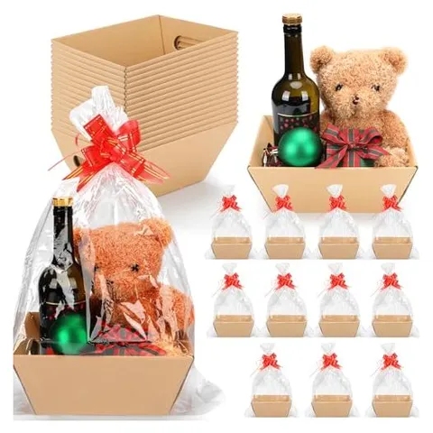 Hoolerry Gift Basket Kit with Cellophane Bags