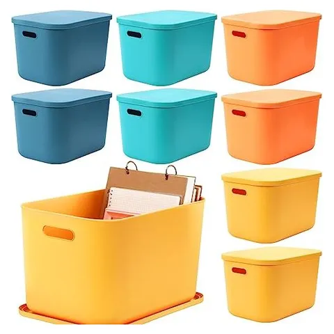 Hoolerry Plastic Storage Bins – blue, green, yellow, orange