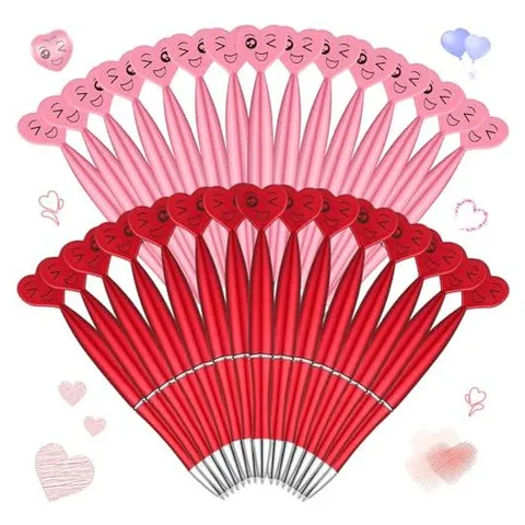 Hoolerry Heart-Shaped Valentine Pens – Pink, Red