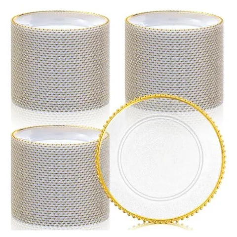 Hoolerry Clear Charger Plates, 13 in – Gold · Beads
