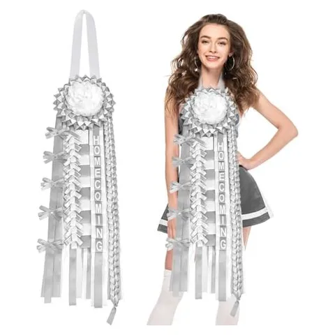 Hoolerry Homecoming Mum Braids – Silver and White