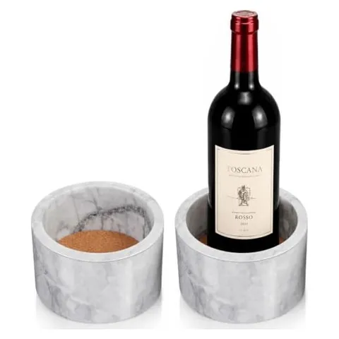 Hoolerry Marble Wine Bottle Coasters – Pale Gray