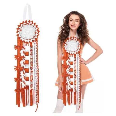 Hoolerry Homecoming Mum Braids – Orange and White
