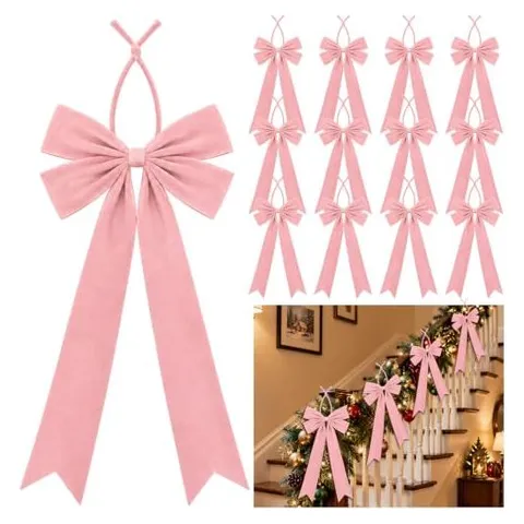 Hoolerry Large Velvet Ribbon Bows, 12 × 26 in – Pink