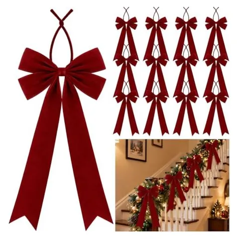 Hoolerry Large Velvet Ribbon Bows, 12 × 26 in – Burgundy